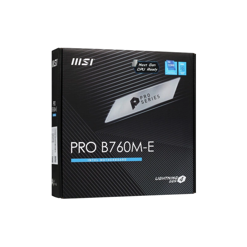 Материнская плата MSI PRO B760M-E документация, задняя планка, кабель SATA, крепеж для разъема M.2