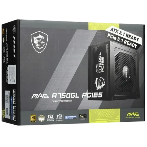 Блок питания MSI 750W MAG A750GL (306-7ZP8B11-CE0) 16 Pin (PCIe 5.1 Connector Cable Details) документация, комплект кабелей