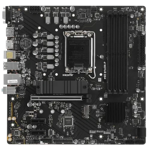 Материнская плата MSI PRO B760M-P документация, задняя планка, кабель SATA, крепеж для разъема M.2