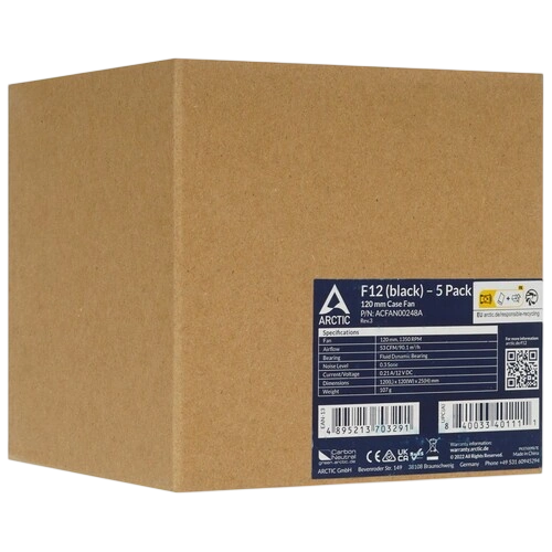 Комплект вентиляторов для корпуса Arctic Cooling F12 Value pack Black (ACFAN00248A)