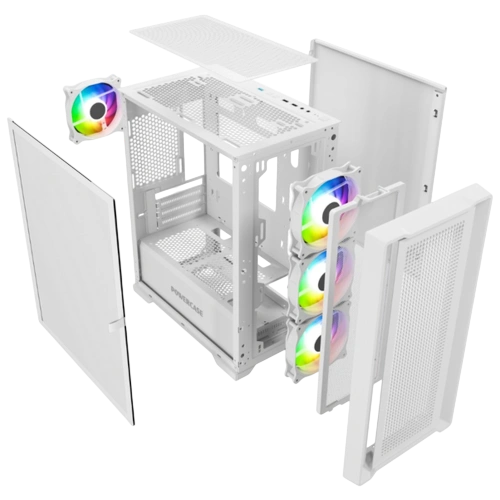 Компьютерный корпус Powercase ALISIO Micro X4W V2 TG ARGB White (CAMCXW-A4)