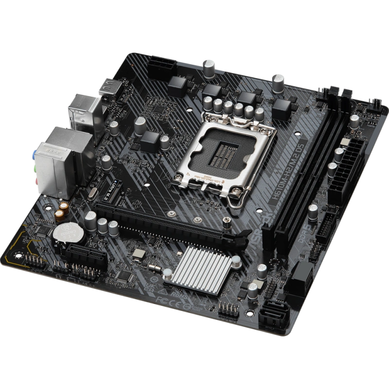 Материнская плата ASRock H610M-H2/M.2 D5 x кабель SATA, документация, задняя планка, крепеж для разъема M.2