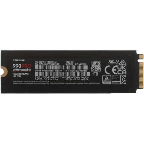 Твердотельный накопитель Samsung 1000 Gb 990 PRO (MZ-V9P1T0CW) BOX