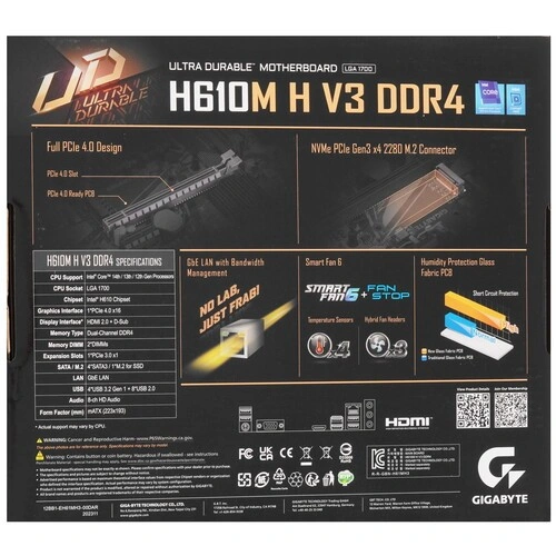 Материнская плата Gigabyte H610M H V3 DDR4 документация