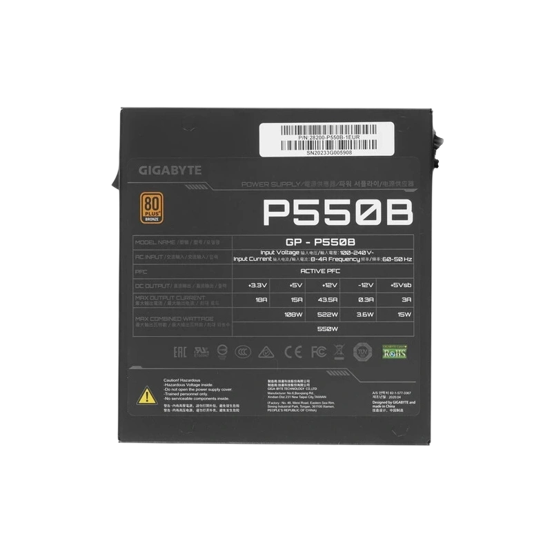 Блок питания Gigabyte 550W (GP-P550B) документация, комплект крепежа