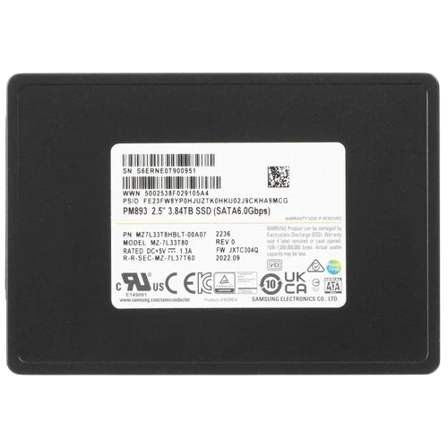 Твердотельный накопитель Samsung 3840 Gb ENTERPRISE (MZ7L33T8HBLT-00A07) ОЕМ