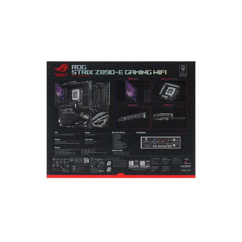 Материнская плата ASUS ROG STRIX Z890-E GAMING WIFI (90MB1IM0-M0EAY0) 2 x кабель SATA, антенна WiFi, брелок, документация, комплект наклеек
