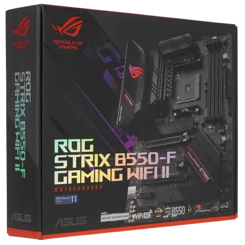 Материнская плата ASUS ROG STRIX B550-F GAMING WIFI II (90MB19V0-M0EAY0) 4 x кабель SATA, антенна Wi-Fi, диск с ПО, документация, крепеж для разъема M.2, удлинитель для ARGB
