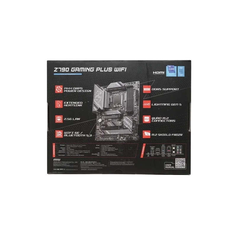 Материнская плата MSI Z790 GAMING PLUS WIFI 2 x кабель SATA, антенна Wi-Fi, диск с ПО, документация, крепеж для разъема M.2