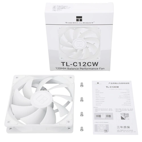 Вентилятор для корпуса Thermalright TL-C12CW White (TRTLC12CW) документация, комплект крепежа