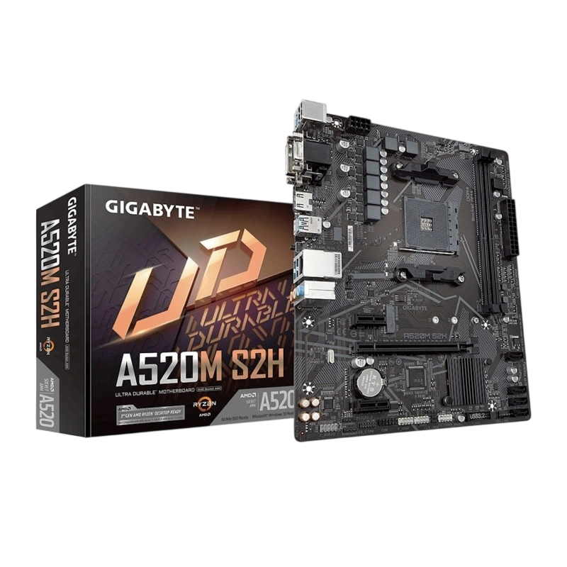 Материнская плата Gigabyte A520M S2H x кабель SATA, диск с ПО, документация, задняя планка