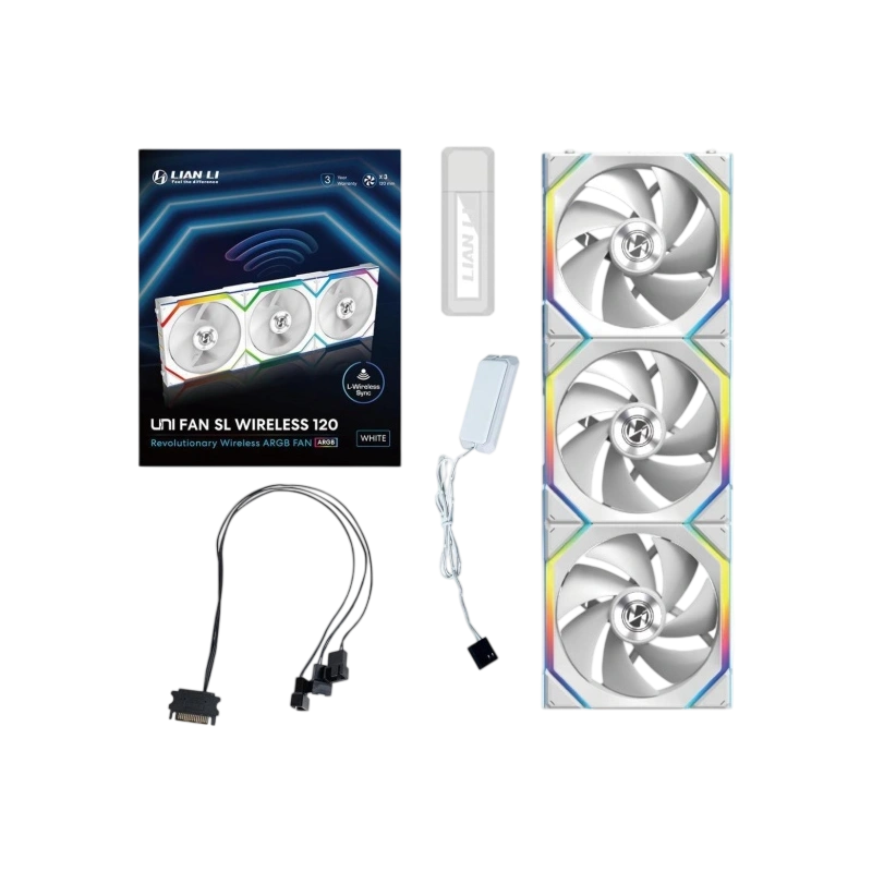 Комплект вентиляторов для корпуса Lian Li UNI FAN SL WIRELESS 120 ARGB White 12SL1W3W (G99.12SL1W3W.R0) документация, набор кабелей