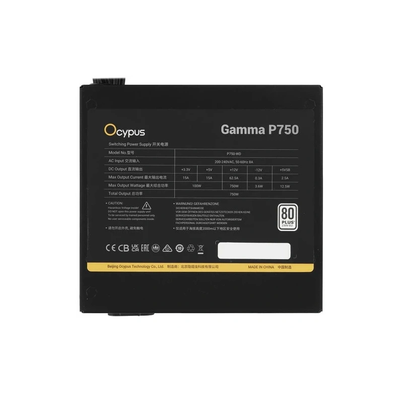 Блок питания Ocypus 750W Gamma P750 (Gamma-P750-W1HDBK024X-EU) документация, комплект крепежа