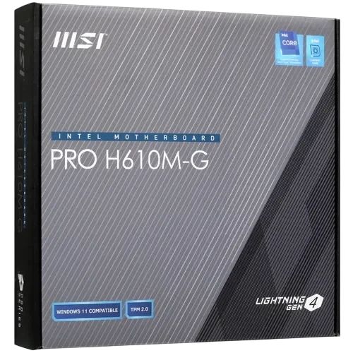 Материнская плата MSI PRO H610M-G 2 x кабель SATA, диск с ПО, документация, задняя планка