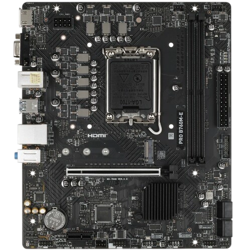 Материнская плата MSI PRO B760M-E документация, задняя планка, кабель SATA, крепеж для разъема M.2