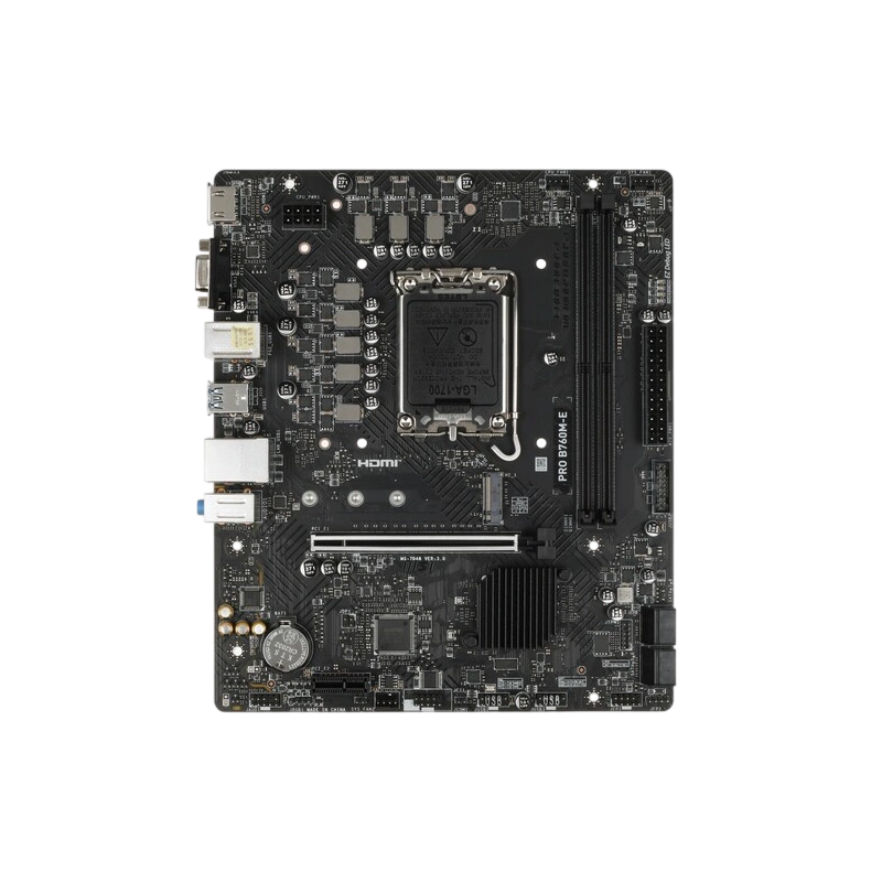 Материнская плата MSI PRO B760M-E документация, задняя планка, кабель SATA, крепеж для разъема M.2