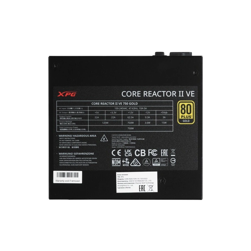 Блок питания ADATA XPG 750W CORE REACTOR II VE 750 (COREREACTORIIVE750G-BKCEU) 16 Pin (PCIe 5.0 Connector Cable Details)