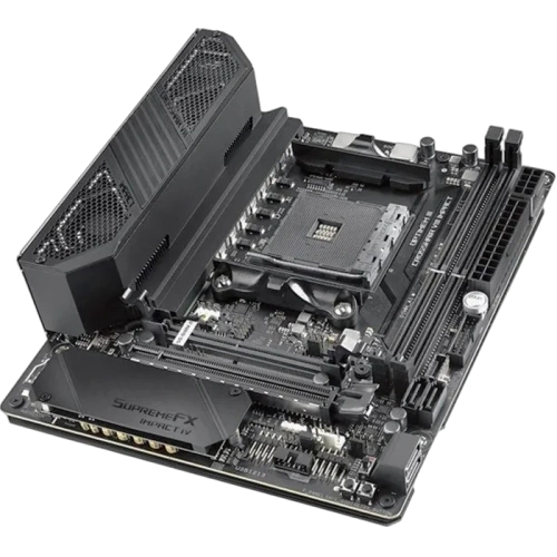 Материнская плата ASUS ROG CROSSHAIR VIII IMPACT 4 x кабель SATA, антенна Wi-Fi, диск с ПО, модуль SO-DIMM.2, удлинитель для ARGB, удлинитель для RGB