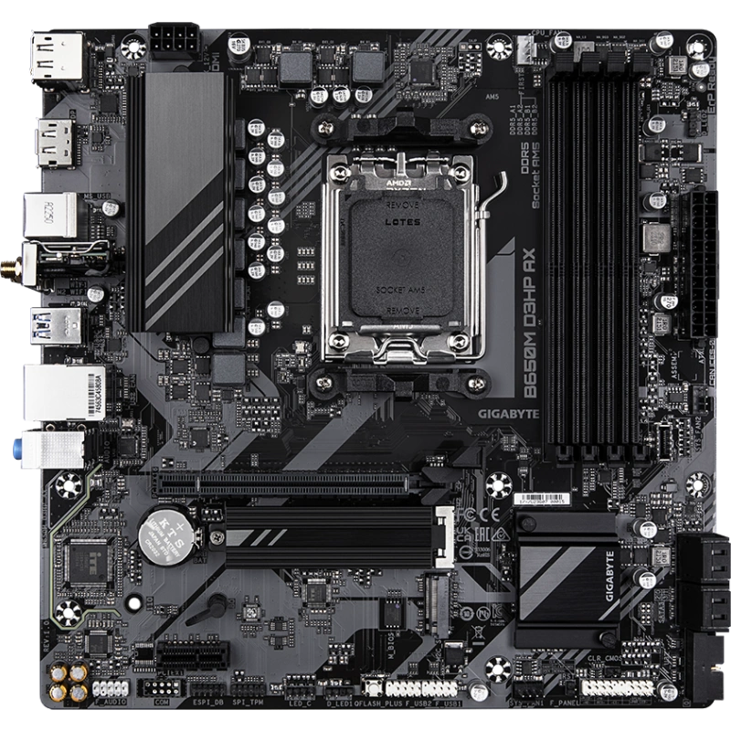 Материнская плата Gigabyte B650M D3HP AX антенна Wi-Fi, документация, задняя планка, кабель SATA