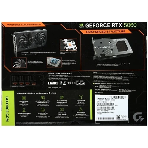 Видеокарта Gigabyte (GV-N5060WF2-8GD) GeForce RTX 5060 8GB WINDFORCE