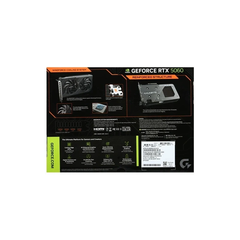 Видеокарта Gigabyte (GV-N5060WF2-8GD) GeForce RTX 5060 8GB WINDFORCE