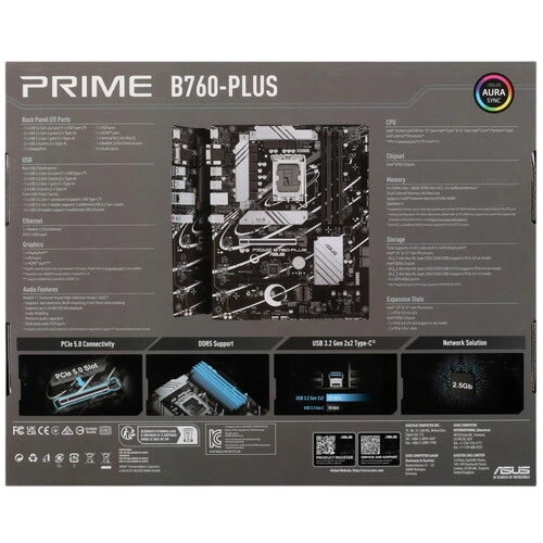 Материнская плата ASUS PRIME B760-PLUS (90MB1EF0-M1EAY0) 2 x кабель SATA, документация, задняя планка