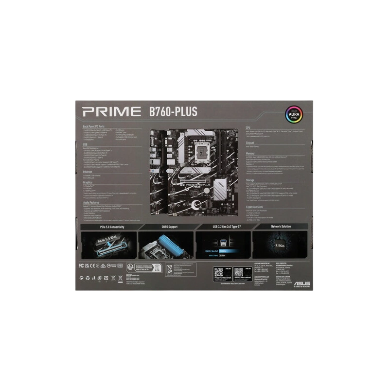 Материнская плата ASUS PRIME B760-PLUS (90MB1EF0-M1EAY0) 2 x кабель SATA, документация, задняя планка