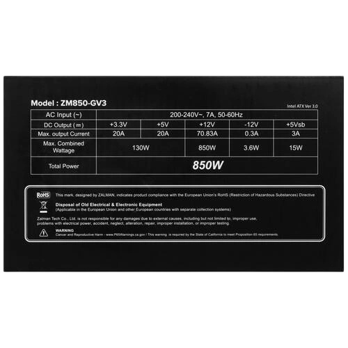 Блок питания Zalman 850W GigaMax III (ZM850-GV3) 16 Pin (PCIe 5.0 Connector Cable Details) документация