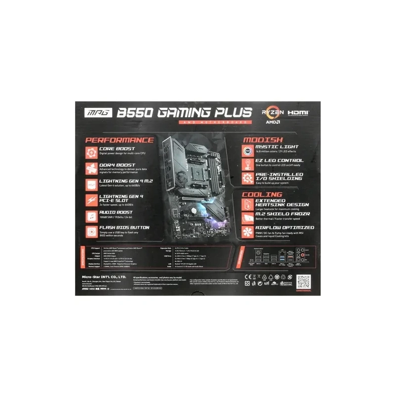 Материнская плата MSI MPG B550 GAMING PLUS 2 x кабель SATA, документация