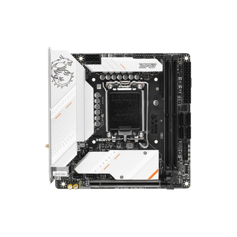 Материнская плата MSI MPG B760I EDGE WIFI антенна Wi-Fi, документация, кабель SATA, комплект наклеек, крепеж для разъема M.2, удлинитель для RGB