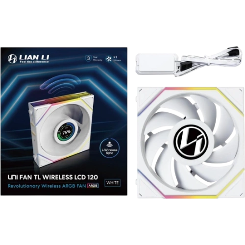 Вентилятор для корпуса Lian Li UNI FAN TL WIRELESS LCD 120 12TLLCD1W1W ARGB White (G99.12TLLCD1W1W.R0)