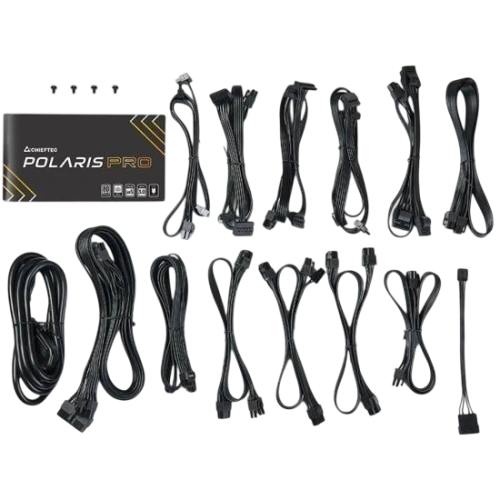 Блок питания Chieftec 1300W POLARIS PRO (PPX-1300FC-A3) (PCIe 5.0 Connector Cable Details) документация, комплект кабелей