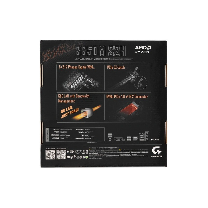 Материнская плата Gigabyte B650M S2H x кабель SATA, документация, задняя планка