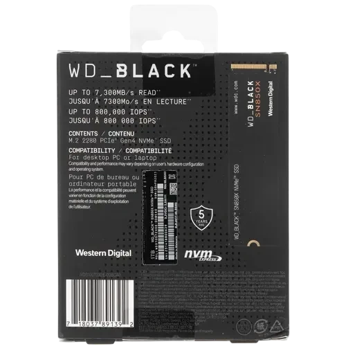 Твердотельный накопитель Western Digital 1000 Gb Black (WDS100T2X0E)