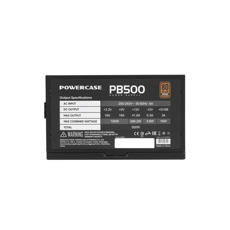 Блок питания Powercase 500W PB500 Black (PS-500B-DC)