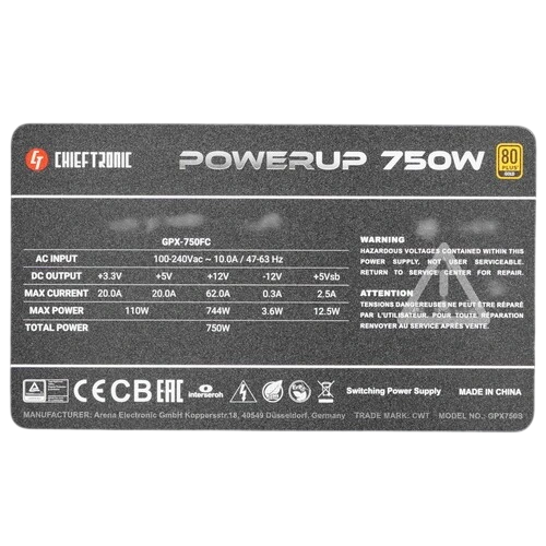 Блок питания Chieftec 750W CHIEFTRONIC PowerUp (GPX-750FC) комплект кабелей