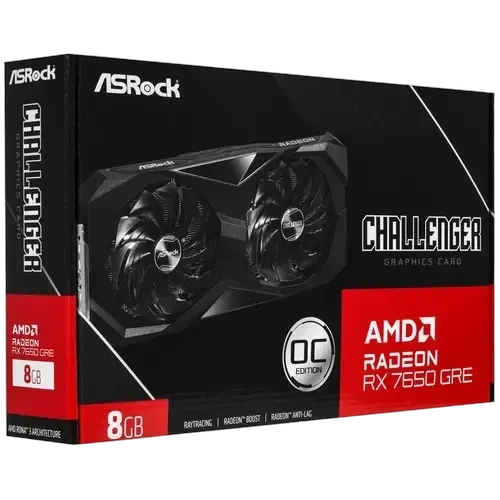 Видеокарта ASRock (RX7650GRE CL SE 8GO) Radeon RX 7650 GRE 8GB Challenger SE OC