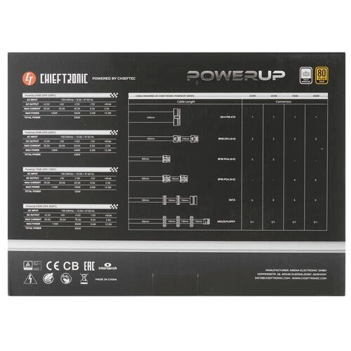 Блок питания Chieftec 850W CHIEFTRONIC PowerUp (GPX-850FC) комплект кабелей