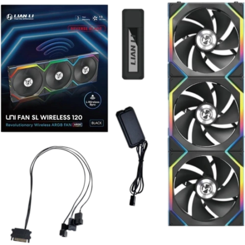 Комплект вентиляторов для корпуса Lian Li UNI FAN SL WIRELESS 120 Reverse Blade 12RSL1W3B ARGB Black(G99.12RSL1W3B.R0)