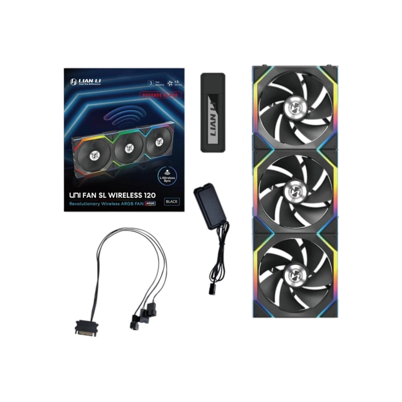 Комплект вентиляторов для корпуса Lian Li UNI FAN SL WIRELESS 120 Reverse Blade 12RSL1W3B ARGB Black(G99.12RSL1W3B.R0)