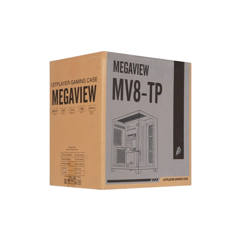 Компьютерный корпус 1STPLAYER MEGAVIEW MV8-TP Black (MV8-TP-BK)