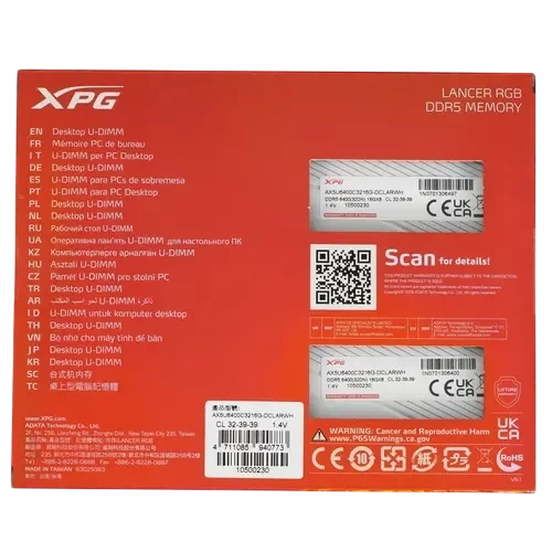 Оперативная память 32 Gb 6400 MHz ADATA XPG LANCER RGB (AX5U6400C3216G-DCLARWH)