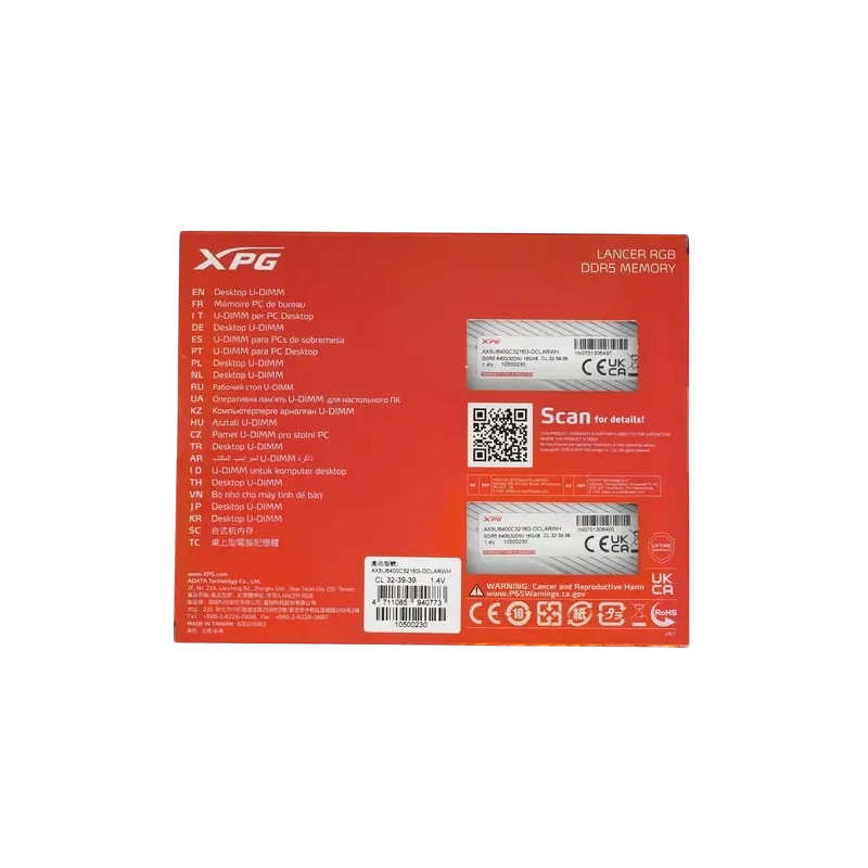Оперативная память 32 Gb 6400 MHz ADATA XPG LANCER RGB (AX5U6400C3216G-DCLARWH)