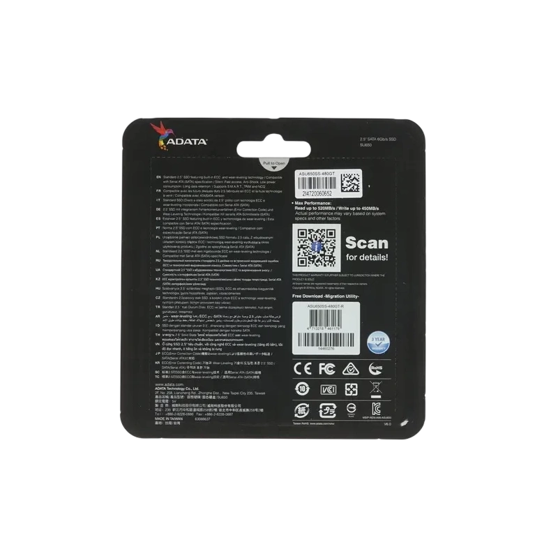 Твердотельный накопитель ADATA XPG 480 Gb SU650 (ASU650SS-480GT-R) BOX