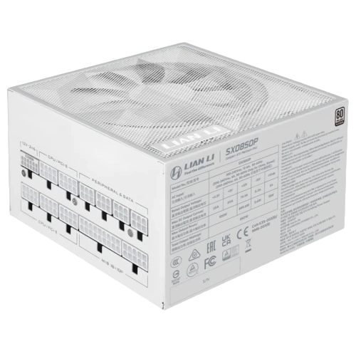 Блок питания Lian Li 850W SX0850P White (G9P.SX0850P.W000.RU) 16 Pin (PCIe 5.1 Connector Cable Details) документация, кабельные стяжки, комплект кабелей