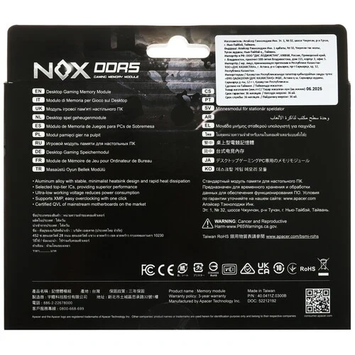 Оперативная память 16 Gb 6000 MHz Apacer NOX (AH5U16G60C622MBAA-1)