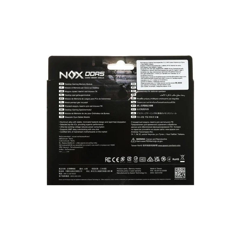 Оперативная память 16 Gb 6000 MHz Apacer NOX (AH5U16G60C622MBAA-1)
