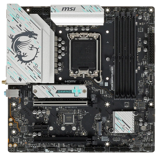 Материнская плата MSI B760M GAMING PLUS WIFI антенна Wi-Fi, документация, задняя планка, кабель SATA, крепеж для разъема M.2