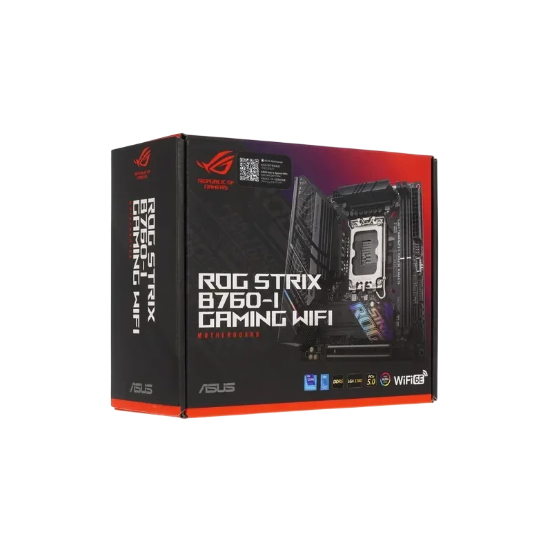 Материнская плата ASUS ROG STRIX B760-I GAMING WIFI (90MB1D90-M0EAY0) антенна Wi-Fi, брелок, документация, комплект наклеек, крепеж для разъема M.2, стяжки для кабелей